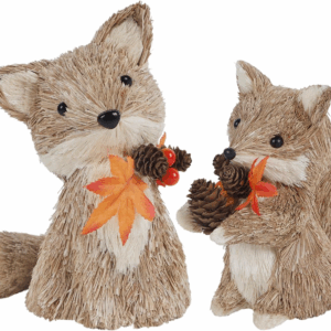Fall Decor Thanksgiving Decoration Sisal Fox, Set of 2 Table Centerpiece Foxes Animals Figurines, Handmade Ornaments Autumn Fall Decorations for Home Mantel Fireplace