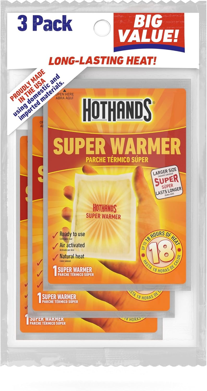 Body & Hand Super Warmers - Long Lasting Natural Odorless Air Activated Warmers - up to 18 Hours of Heat - 3 Individual Warmers