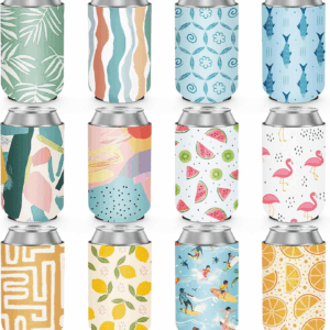 12 Pack Summer Can Cooler Sleeve Insulated Neoprene Can Coolers in Bulk, Beach Pool Bottle Can Drink Holder Party Decorations, Men Women Birthday Bachelorette Party Favor Gifts