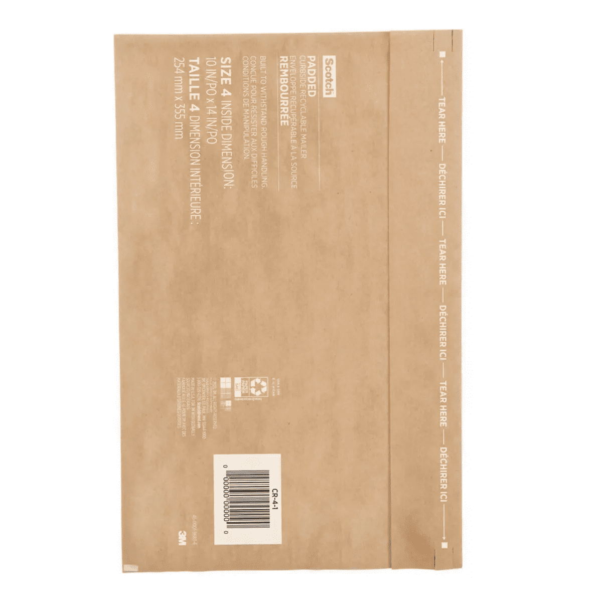 Scotch Curbside Recyclable Mailer Size 4 Brown: Self-Adhesive Shipping Envelopes, 13.5" X 9.5", Paper Material
