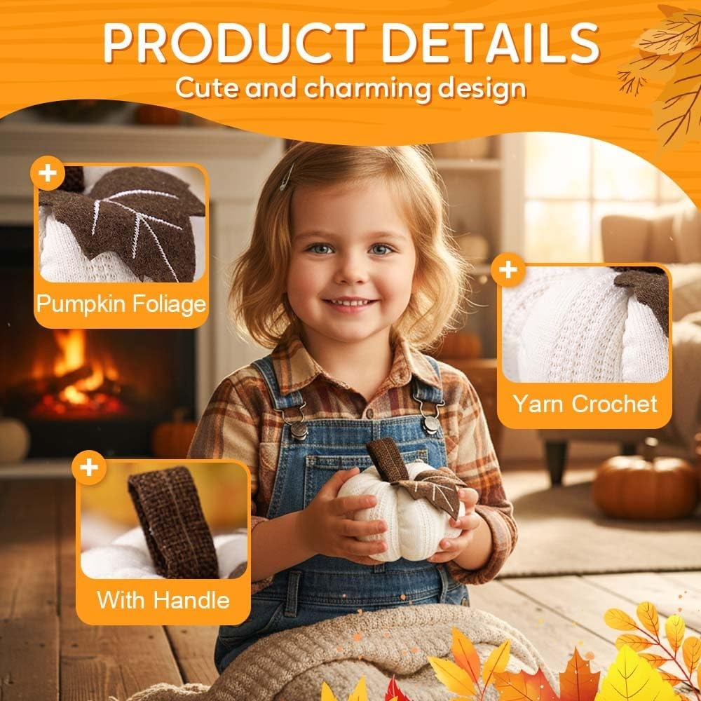 Thanksgiving Knitted Little Pumpkin Pendant, Autumn Harvest Decor, Halloween Fall Home Decoration, Cute Knit Pumpkin Gift for Kids, Festival Table Centerpiece (1, Orange) - Image 4