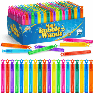 200 Pieces Mini Bubble Wands, Party Favors Assortment Toys for Kids,Themed Birthday, Halloween, Goodie Bags, Carnival Prizes, Wedding, Bubble Maker Outdoor Gifts for Girls & Boys