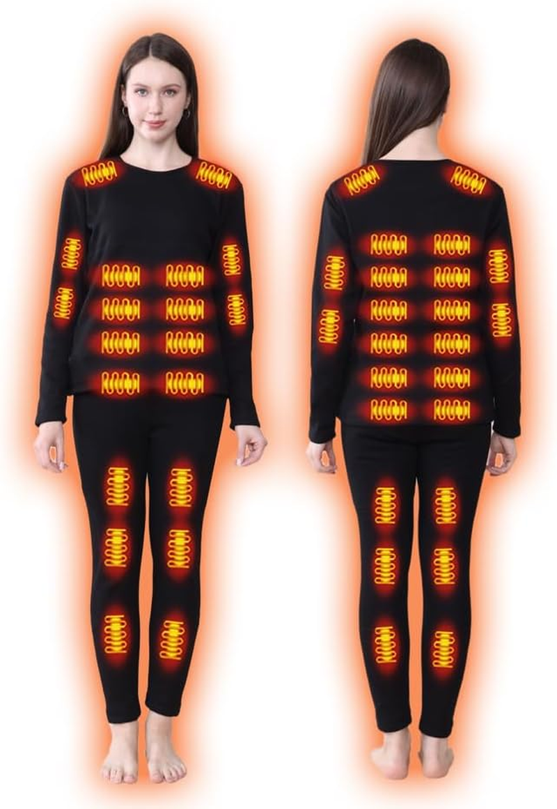Winter Ski Heated Thermal Underwear Men Women USB Charge 42 Zone Intelligent Heated Thermals Top and Bottom Set