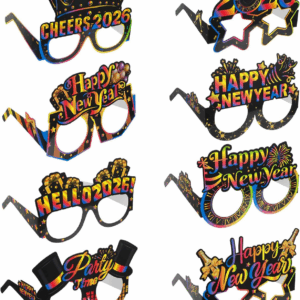 2026 New Year Party Eyeglasses,8 Pcs Eve Decorations Glasses Happy New Years Eve Party Photo Props Hello 2026 Novelty Paper Glasses Parties Favors Gift Supplies