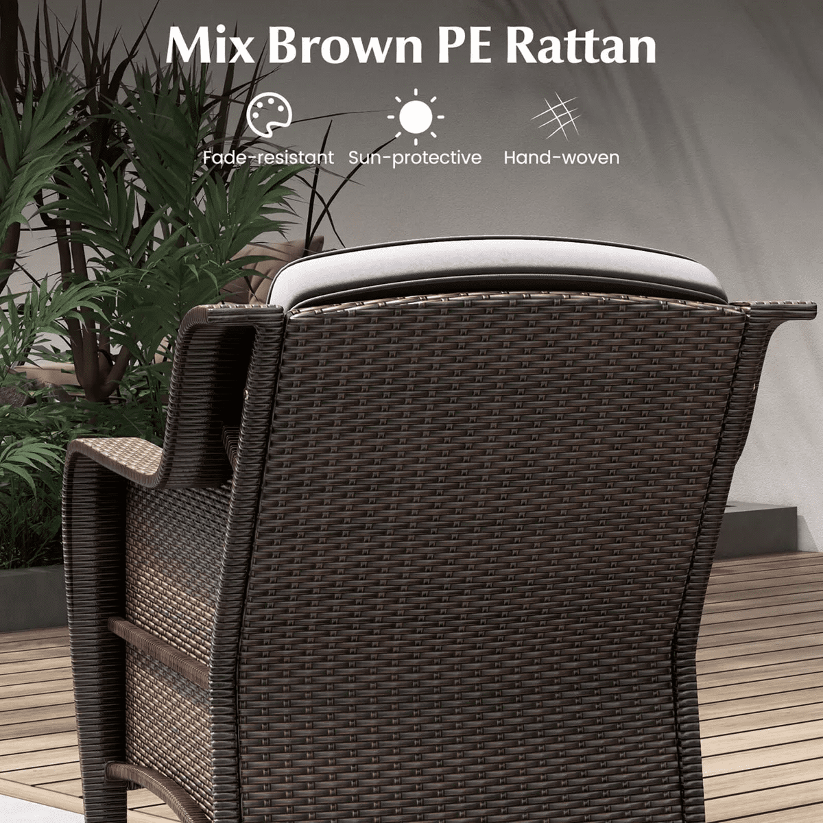 Costway 3 PCS Outdoor Patio Furniture Set with Cushions and Tempered Glass Coffee Table - Image 8