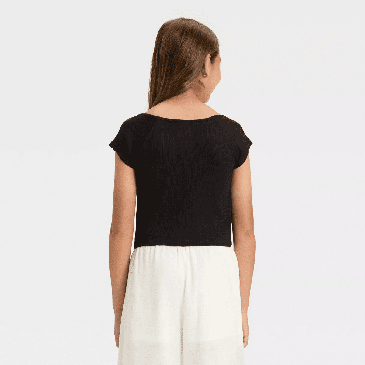 Girls' Short Sleeve V-Neck Ribbed T-Shirt - Art Class - Image 3