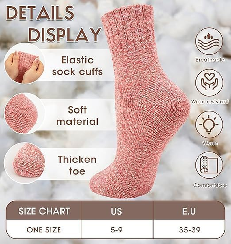 Pack of 5 Womens Wool Socks Winter Warm Hiking Socks Casual Calf Athletic Socks Gifts - Image 3