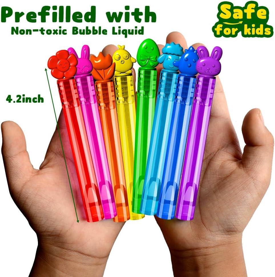 32Pcs Easter-Themed Mini Bubble Wands Assortment 8 Colors 8 Styles Bubble Party Favors for Kids,Easter Basket Stuffers Essentials - Image 3