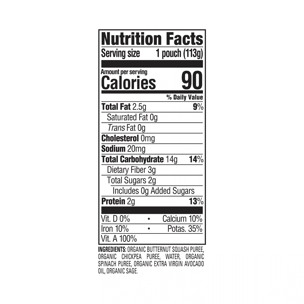 Happybaby Organics Stage 2 Squash Chickpeas and Spinach with Avocado Oil & Sage Baby Food Pouch - 4Oz - Image 5