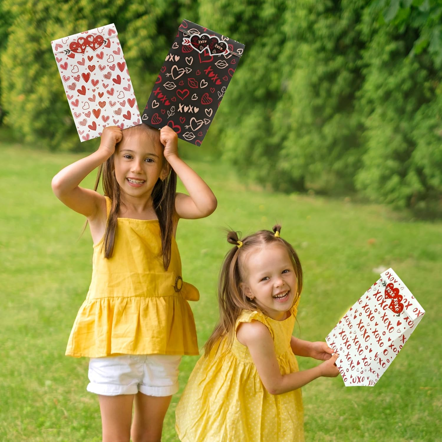 Valentines 24 PCS Gift Bags for Kids - School Valentines Day Treat Bags with Stickers - Decorations Party Favors - Image 5