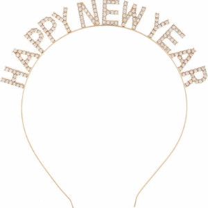Happy New Year Headband Tiara,Rhinestone New Years Headband,New Year Eve Party Supplies(Golden)