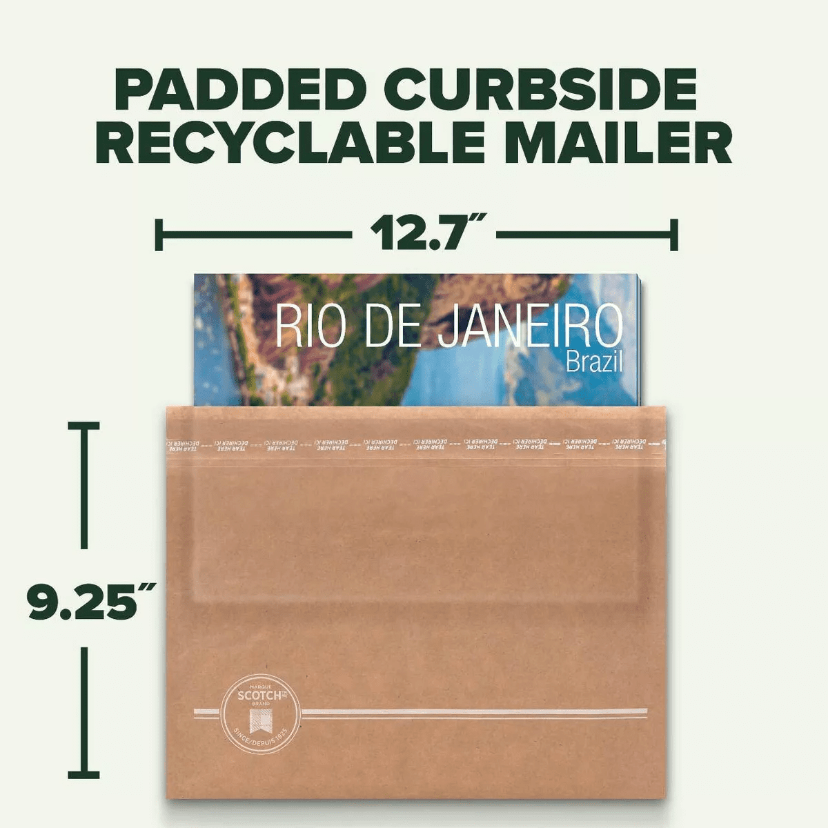 Scotch Curbside Recyclable Mailer Size 4 Brown: Self-Adhesive Shipping Envelopes, 13.5" X 9.5", Paper Material - Image 3