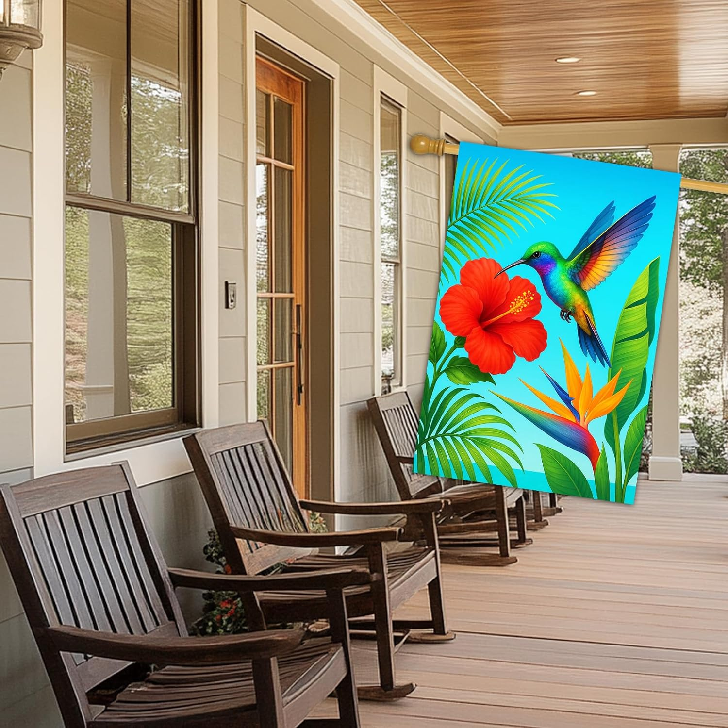 Spring Summer House Flag 28 X 40 Inch Double Sided Garden Flag Tropical Hummingbird and Hibiscus Flower for Summer Yard Banner Porch Outdoor Decor Welcome House Flag - Image 7