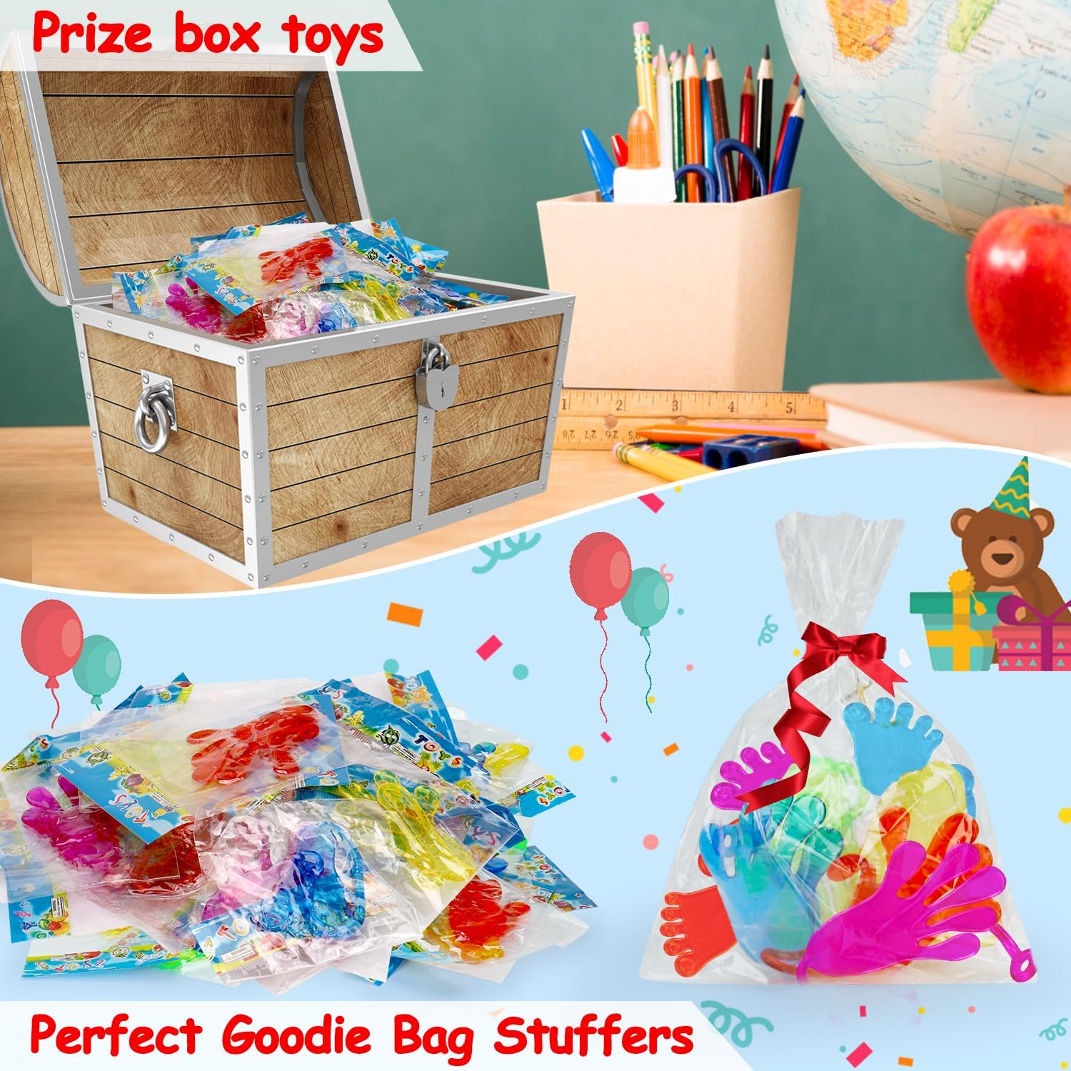 24Pcs Sticky Hands Feet for Kid Party Favor Easter Egg Filler Goodie Bag Stuffer Treasure Box Toy Classroom Prize Student Return Gift Bag Stuff Bulk Toy Pinata Filler Small Favor Slap Hand Supplies - Image 7