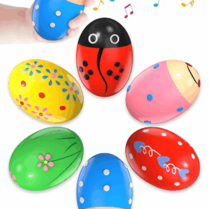 6 Pack Wooden Percussion Musical Shaker, Toddlers Stocking Stuffers, Baby Christmas Stocking Easter Basket Stuffers Egg Fillers Easter Gifts Montessori Toys for Kids Boys Girls