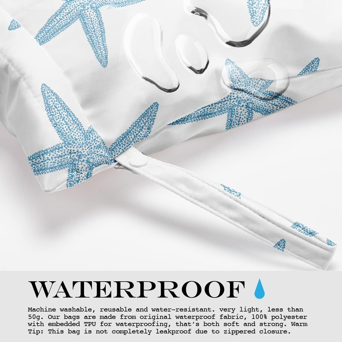 Wet Bag, Wet Dry Bag, Wet Bag for Swimsuit Travel Beach Pool Dirty Yoga Gym Clothes Makeup Bag Beach Wedding Supplies Waterproof Reusable Shell Pearl Starfish Gifts - Image 6