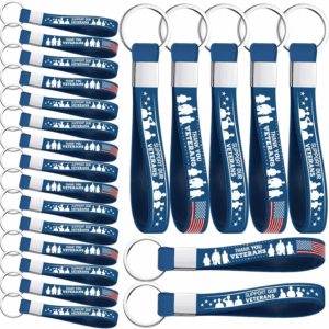 200 Pcs Veterans Day Gift Silicone Keychain Gifts Set Military Day Party Favors Bulk Patriotic Party Decoration Supplies
