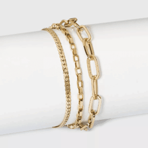 Paperclip Chain Bracelet Set 3Pc - a New Day™ Gold: Copper  with Lobster Claw Clasp