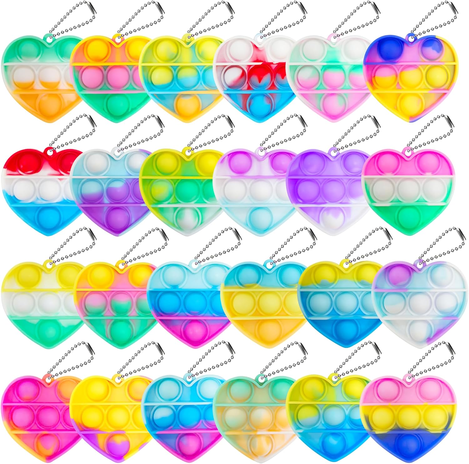 24 Pack Valentines Day Gifts for Kids Pop Fidget Toy Party Favor Set with Greeting Card Boxes for Kids Girls Bays Valentine Heart Pop Stress Relief Fidget Toys Classroom Exchange Prizes Gifts - Image 3