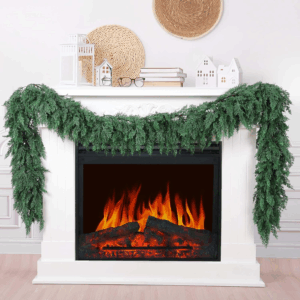 9 FT Artificial Cedar Garlands, Real Touch Winter Cedar Pine Garland, Green Artificial Greenery Garland for Table, Mantle, Wall, Indoor, Outdoor Christmas Decorations (1, 9 FT)