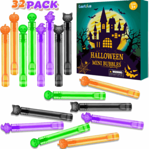 Halloween Party Favors Goodie Bag Stuffers for Kids 32 PCS, Mini Bubble Wands for Toddlers, Small Boo Trick or Treat Basket Bucket Fillers, Birthday Classroom Games Activities Supplies Prizes Gifts
