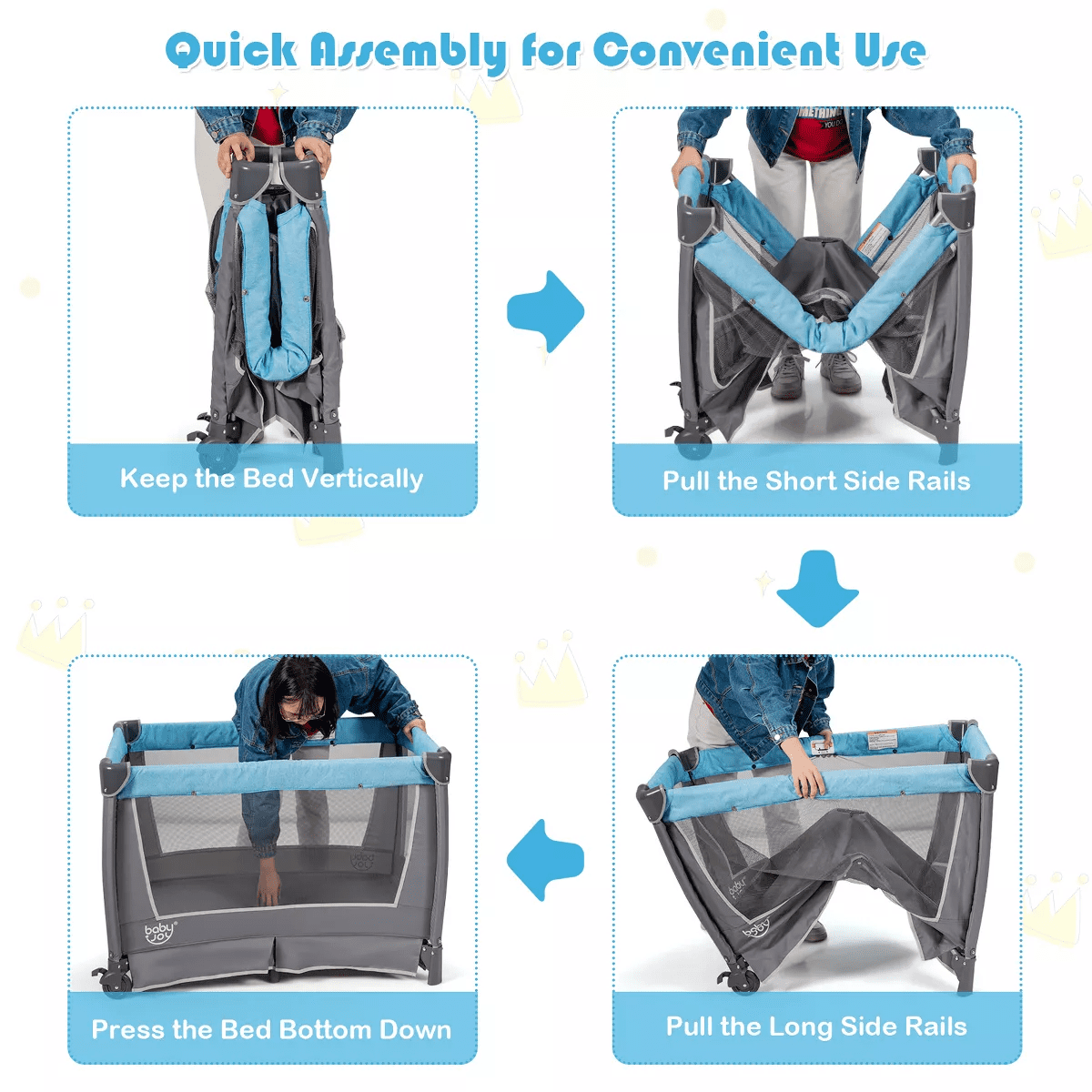 Infans 4-In-1 Convertible Portable Baby Playard Newborn Napper W/ Toys & Music - Image 5