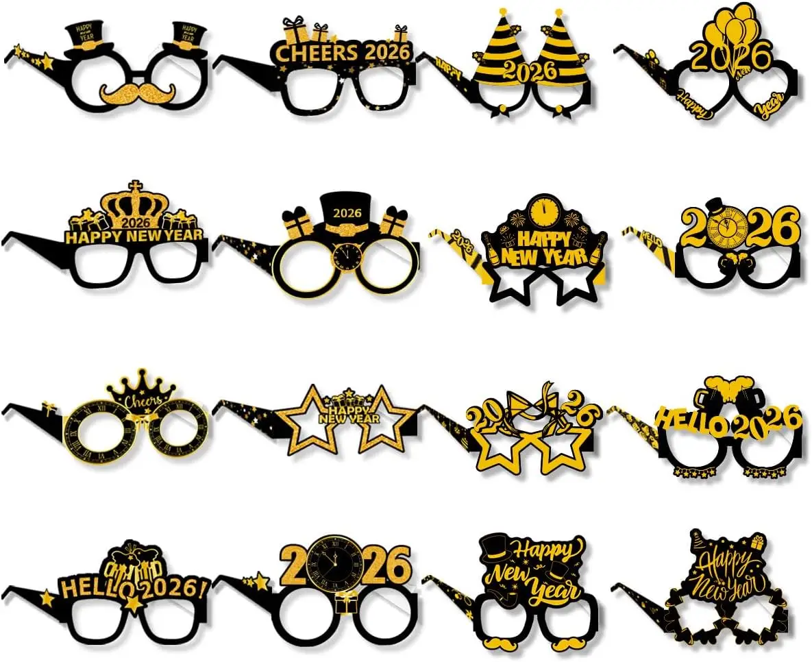 16 Pcs Happy New Year Eyeglasses 2026 New Year’S Party Glasses Photo Prop for New Year’S Eve Party Supplies Decoration