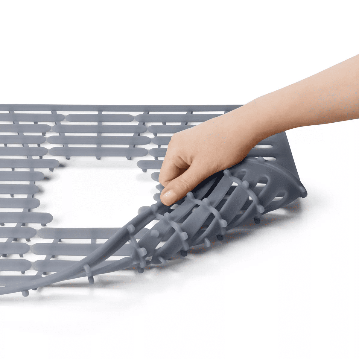 OXO 16.3" X 12.8" Silicone Sink Mat Gray: Kitchen Sink Protector & Dish Drying Rack - Image 5