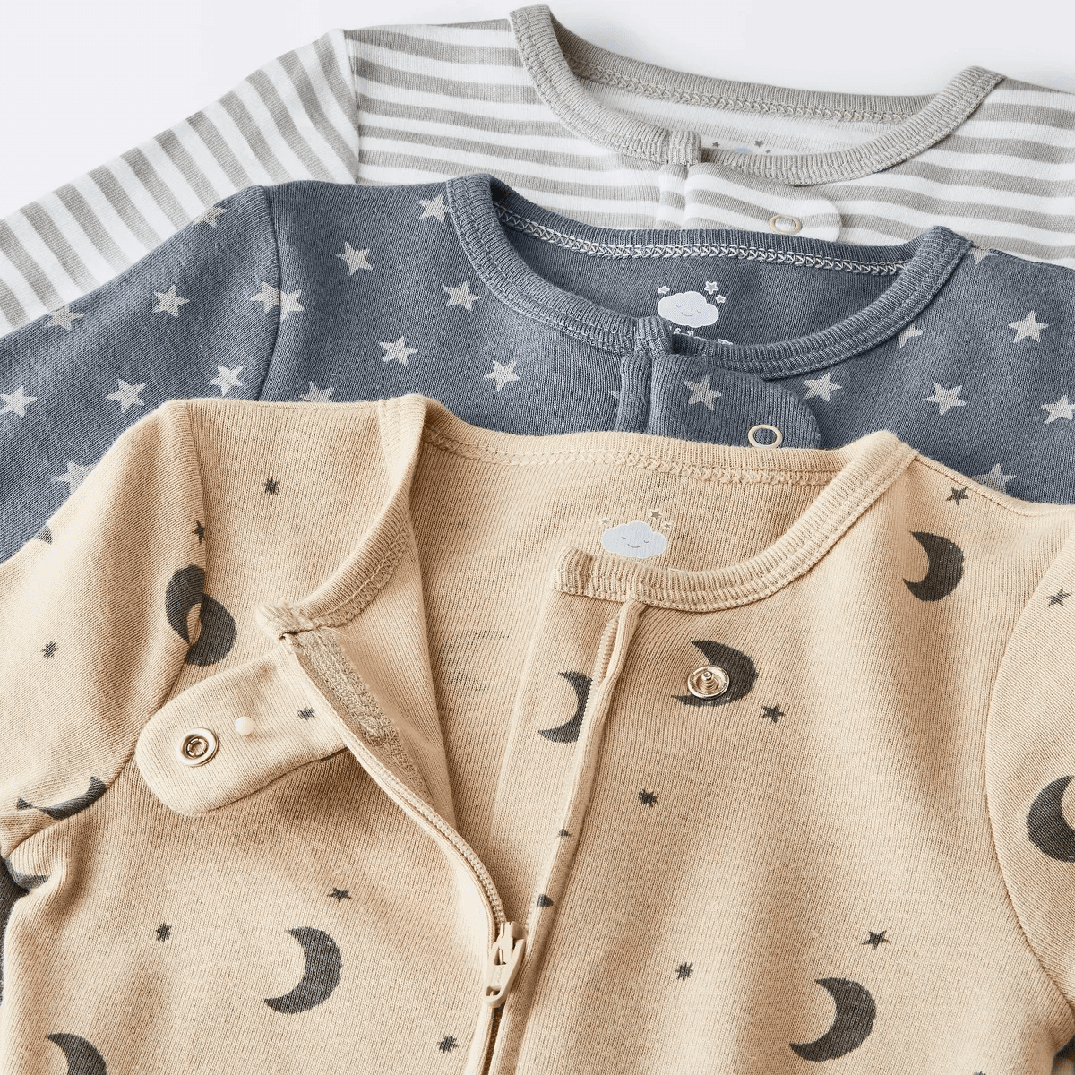 Baby 3Pk Cotton Moons Sleep N' Play - Cloud Island Gray - Image 3