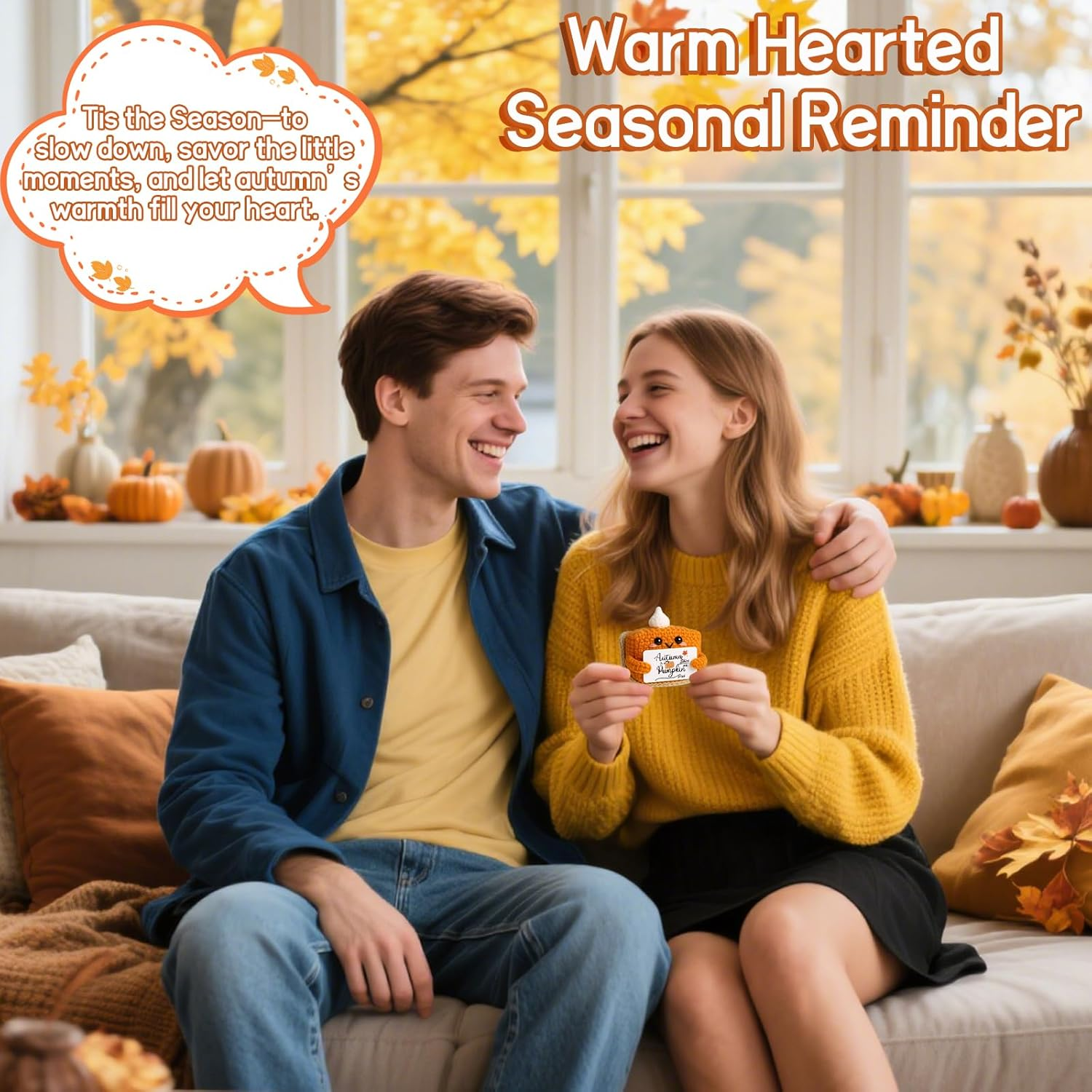 Thanksgiving Fall Decor Mini Pumpkin Pie Crochet Doll, Small Autumn Season Holiday Pumpkin Items Plush Gift, Cute Halloween Home Office Indoor Table Decoration, Christmas Stocking Stuffer Ornament - Image 5