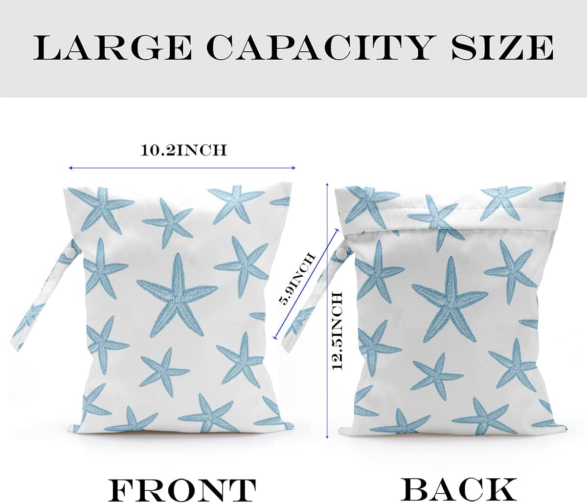 Wet Bag, Wet Dry Bag, Wet Bag for Swimsuit Travel Beach Pool Dirty Yoga Gym Clothes Makeup Bag Beach Wedding Supplies Waterproof Reusable Shell Pearl Starfish Gifts - Image 2