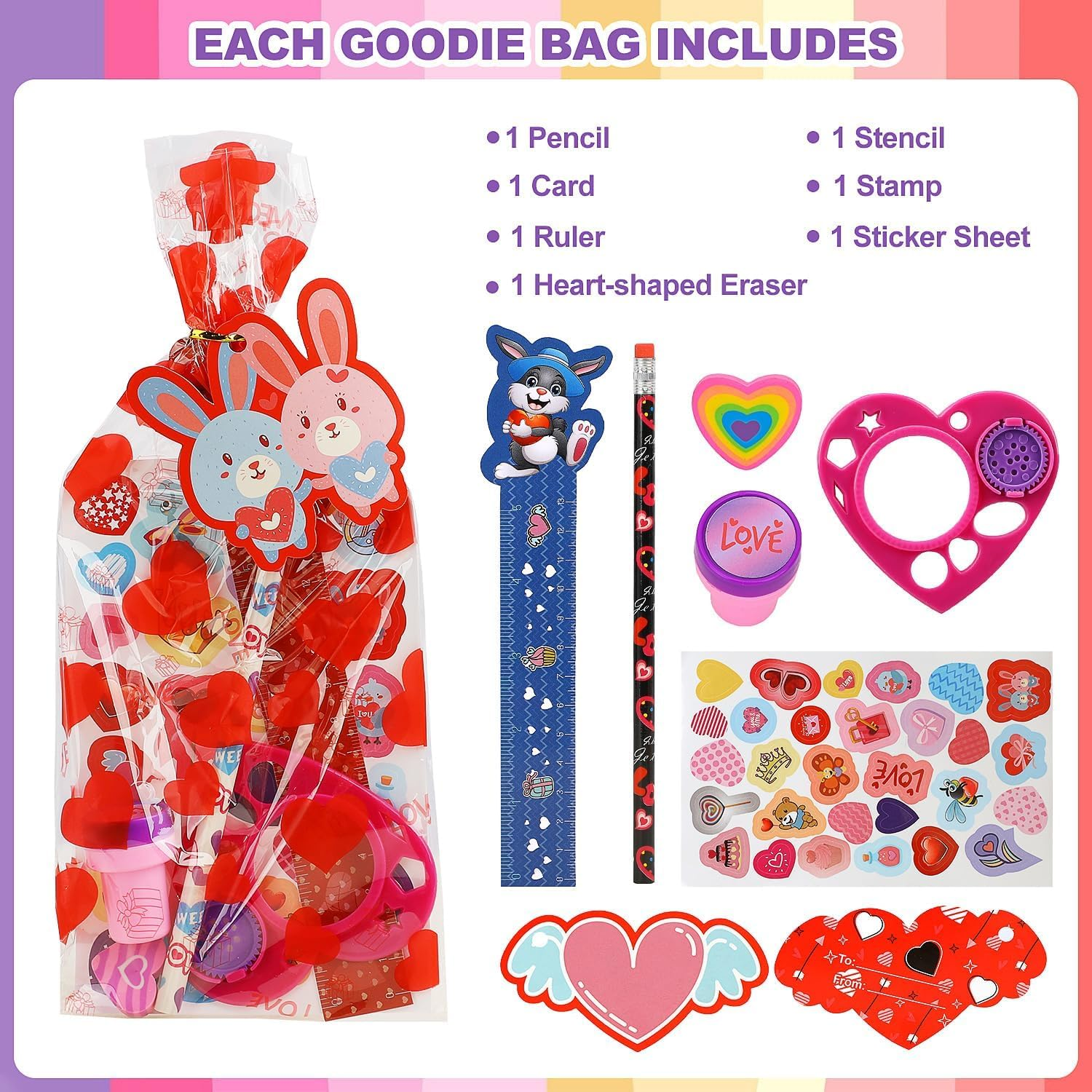 224 Pcs Valentines Day Goodie Bags for Kids, Classroom Exchange 28 Pack Valentines Day Gifts for Students from Teacher Valentine Treats for Kids - Image 7