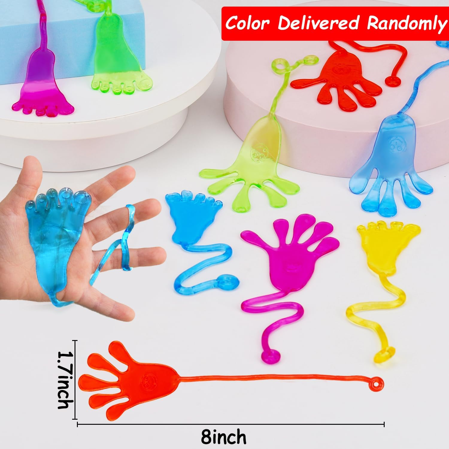24Pcs Sticky Hands Feet for Kid Party Favor Easter Egg Filler Goodie Bag Stuffer Treasure Box Toy Classroom Prize Student Return Gift Bag Stuff Bulk Toy Pinata Filler Small Favor Slap Hand Supplies - Image 6