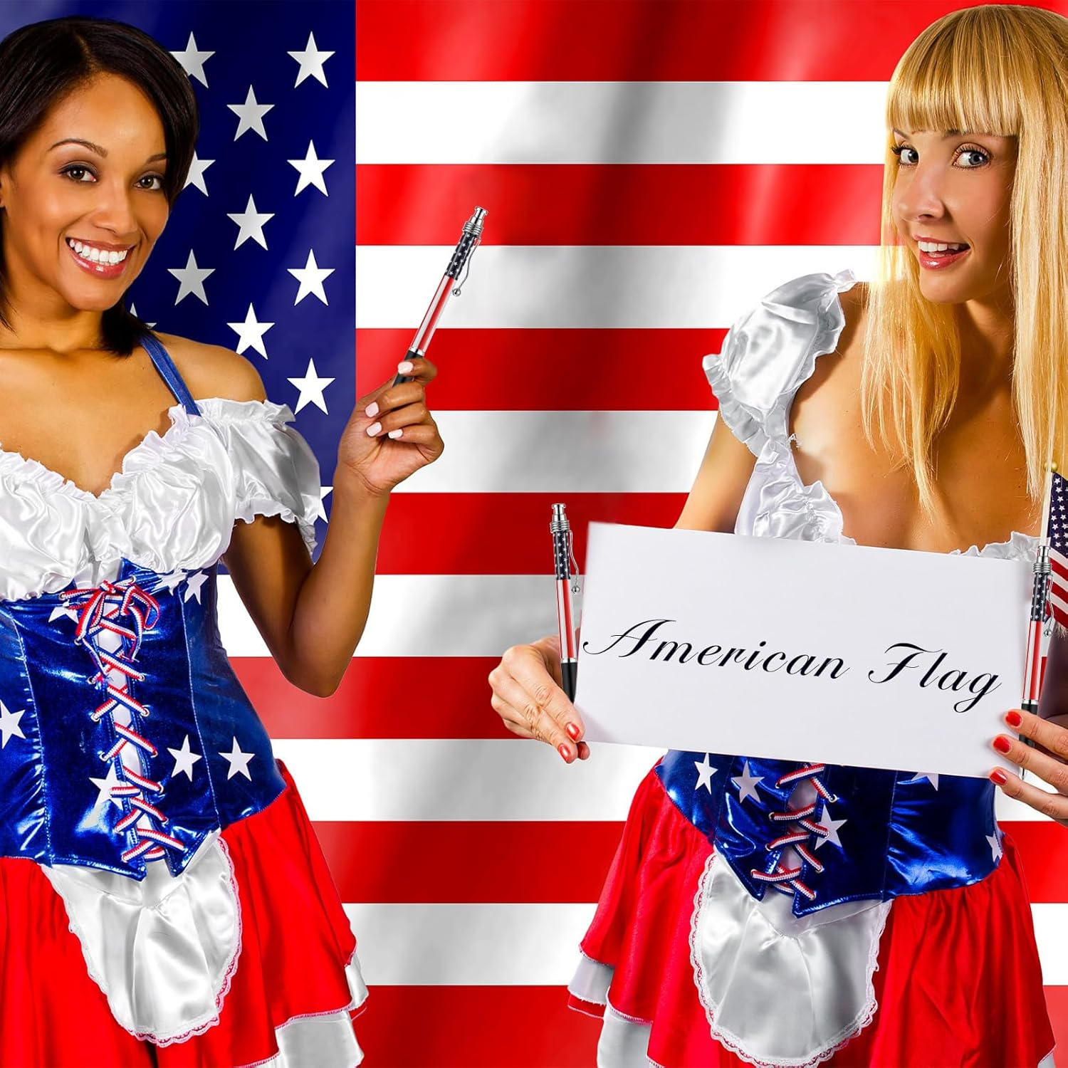 32 Pcs American Flag Ballpoint Pen USA Patriotic Themed 1.0 Mm Independence Day Black Gel Ink Ballpoint Pens for Writing Signing Home School Office Supplies Party Decor Favor(Classic) - Image 3