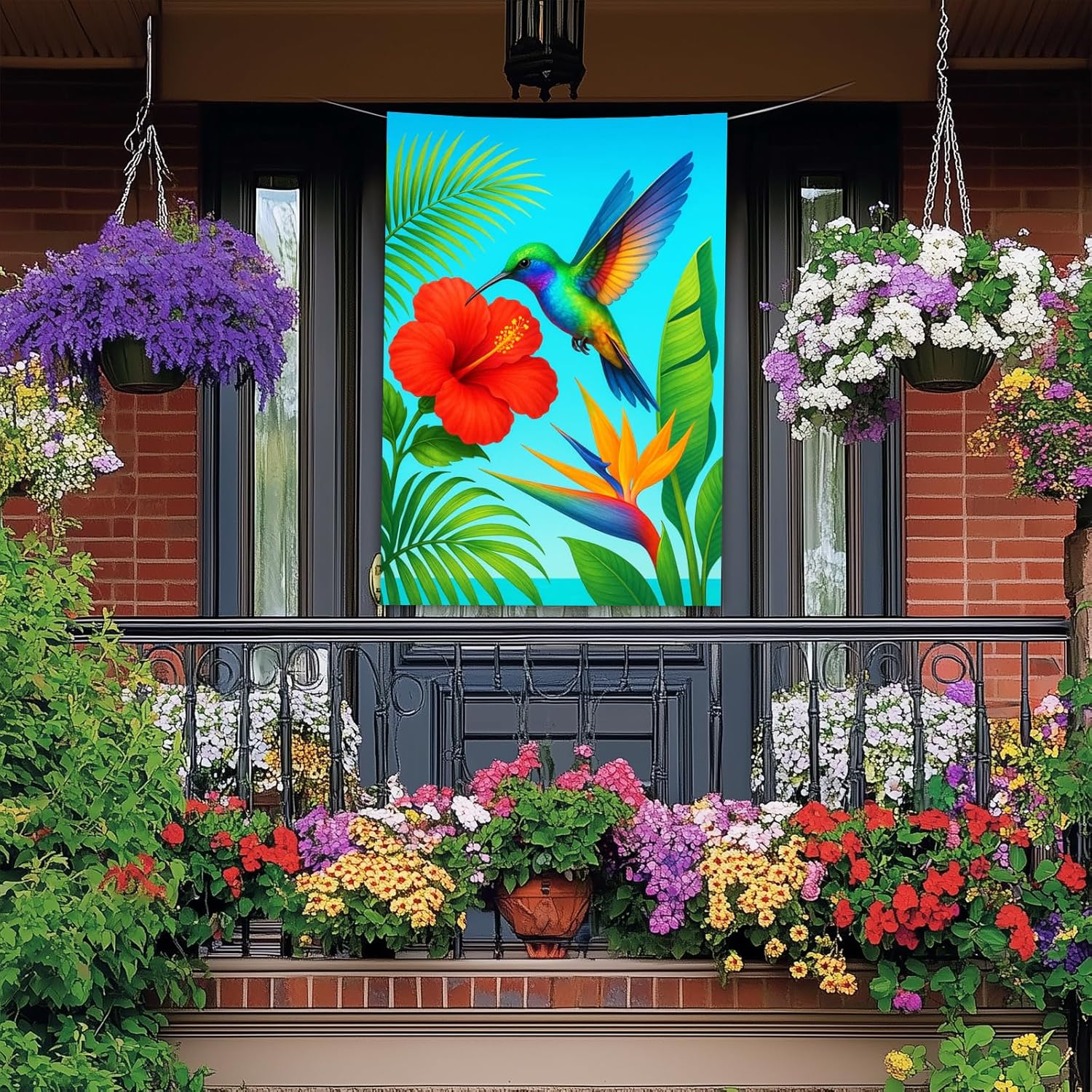 Spring Summer House Flag 28 X 40 Inch Double Sided Garden Flag Tropical Hummingbird and Hibiscus Flower for Summer Yard Banner Porch Outdoor Decor Welcome House Flag - Image 2