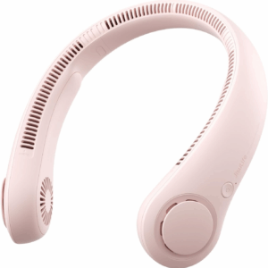 Portable Neck Fan, Hands-Free Bladeless, 5 Speeds, 4000 Mah Battery Operated Wearable Personal Fan, Twistable, Rechargeable, Gift for Women Men-Pink