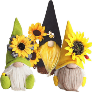 HYTYJJ Gnome Plush Decorations for Home, Spring Summer Sunflower Gnome Decor, Handmade Faceless Plush Doll, Easter Gnomes Ornaments for Home Office Festival Decor (Black+Yellow+Green)