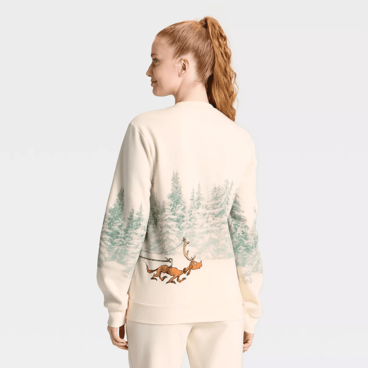 Adult Grinch Sled Graphic Sweatshirt - Cream - Image 3