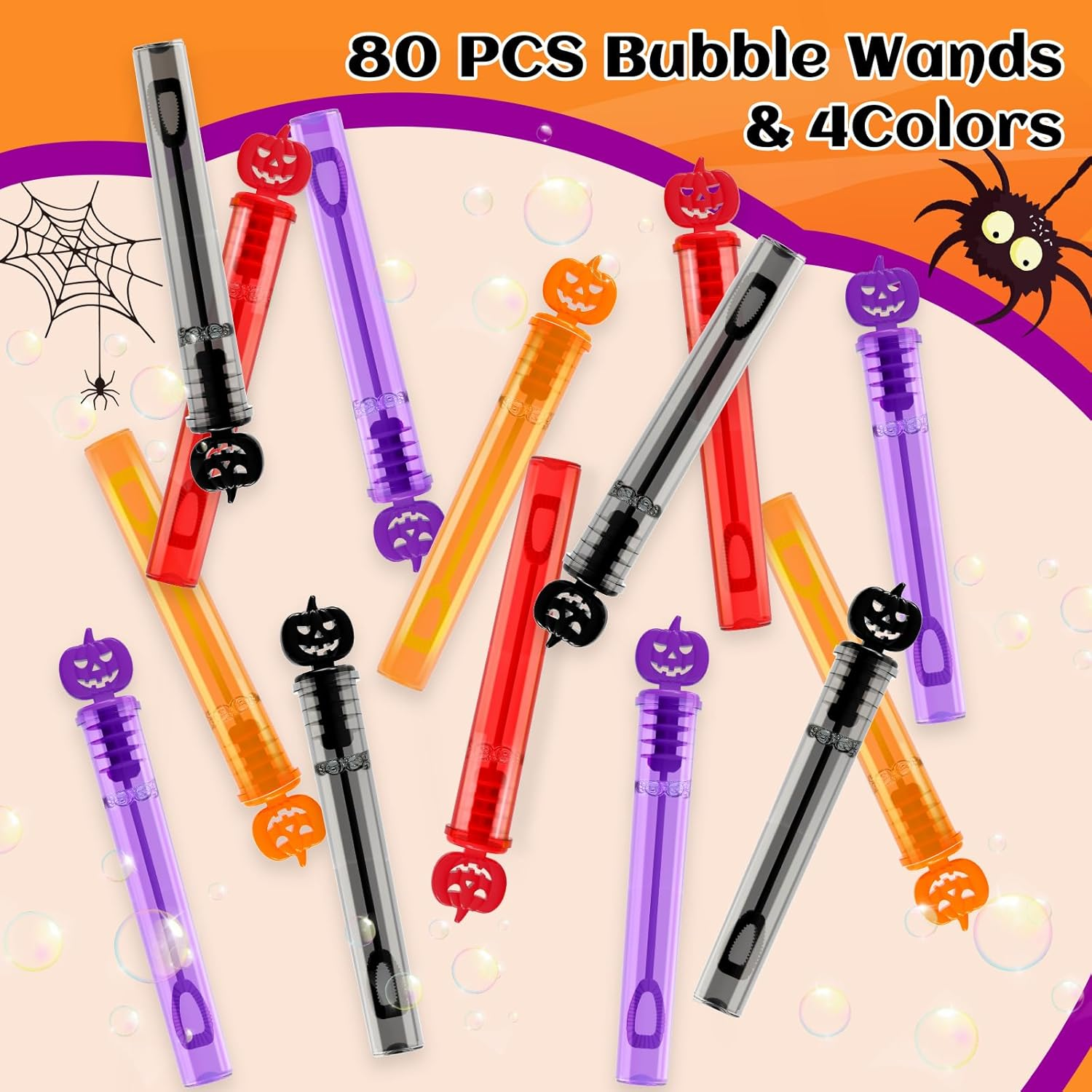 80 PCS Halloween Party Favor for Kids, Halloween Mini Bubble Wands Halloween Gifts for Trick or Treating, School Classroom Rewards, Goodie Bag Fillers - Image 2