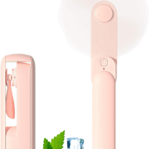 Portable Handheld Fan, 2 in 1 Mini Hand Fan, Battery Operated [8-15 Working Hours], USB Rechargeable Personal Foldable Fan for Indoor, Small Pocket Fans Travel Essentials for Outdoor (Pink)