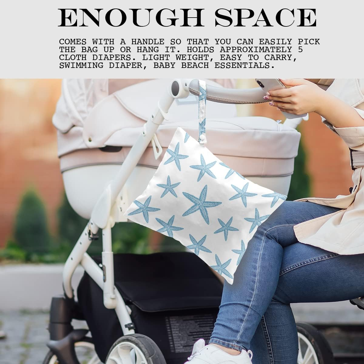 Wet Bag, Wet Dry Bag, Wet Bag for Swimsuit Travel Beach Pool Dirty Yoga Gym Clothes Makeup Bag Beach Wedding Supplies Waterproof Reusable Shell Pearl Starfish Gifts - Image 3