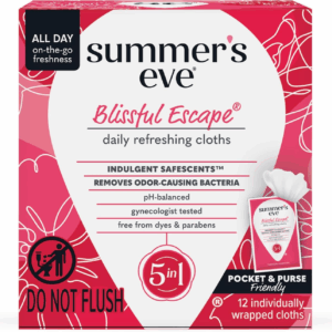 Blissful Escape Feminine Wipes, Gentle Ph-Balanced Formula Helps Control Vaginal Odor, Individually Wrapped Wipes, 12 Count