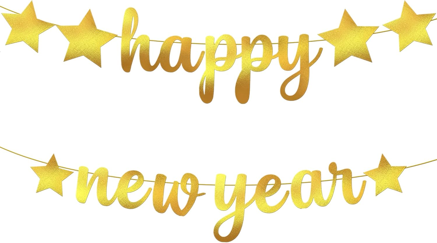, Shiny Gold Happy New Year Banner - No DIY, 10 Feet | New Years Eve Party Supplies 2026 | New Years Eve Banner for Happy Decorations 2026, NYE Decorations 2026