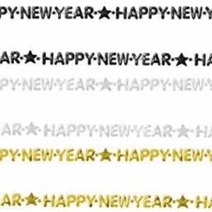 Stunning Happy New Year Metallic Plastic Bead Necklaces - 32" (Pack of 3) | Festive Black, Silver, Gold Accessory, Perfect for Party Celebrations