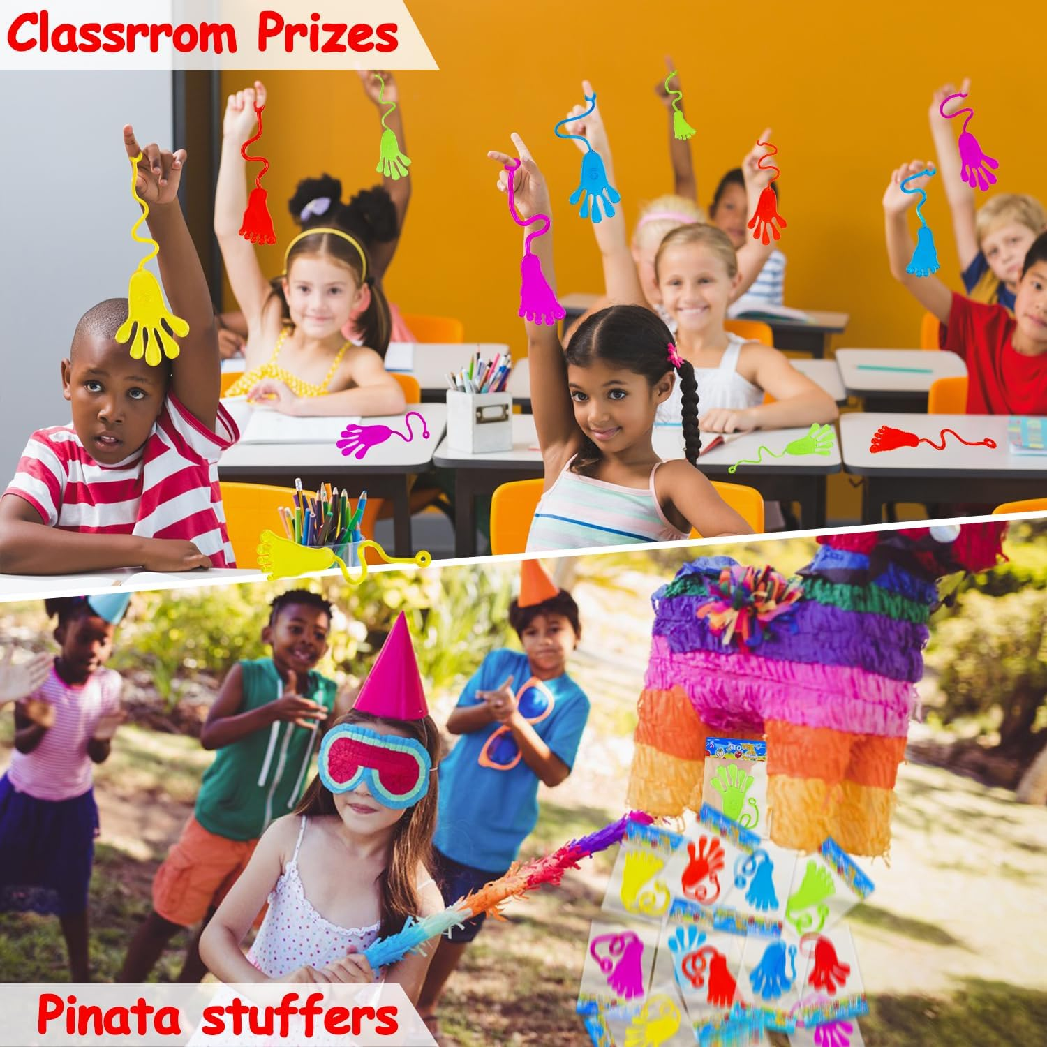 24Pcs Sticky Hands Feet for Kid Party Favor Easter Egg Filler Goodie Bag Stuffer Treasure Box Toy Classroom Prize Student Return Gift Bag Stuff Bulk Toy Pinata Filler Small Favor Slap Hand Supplies - Image 3