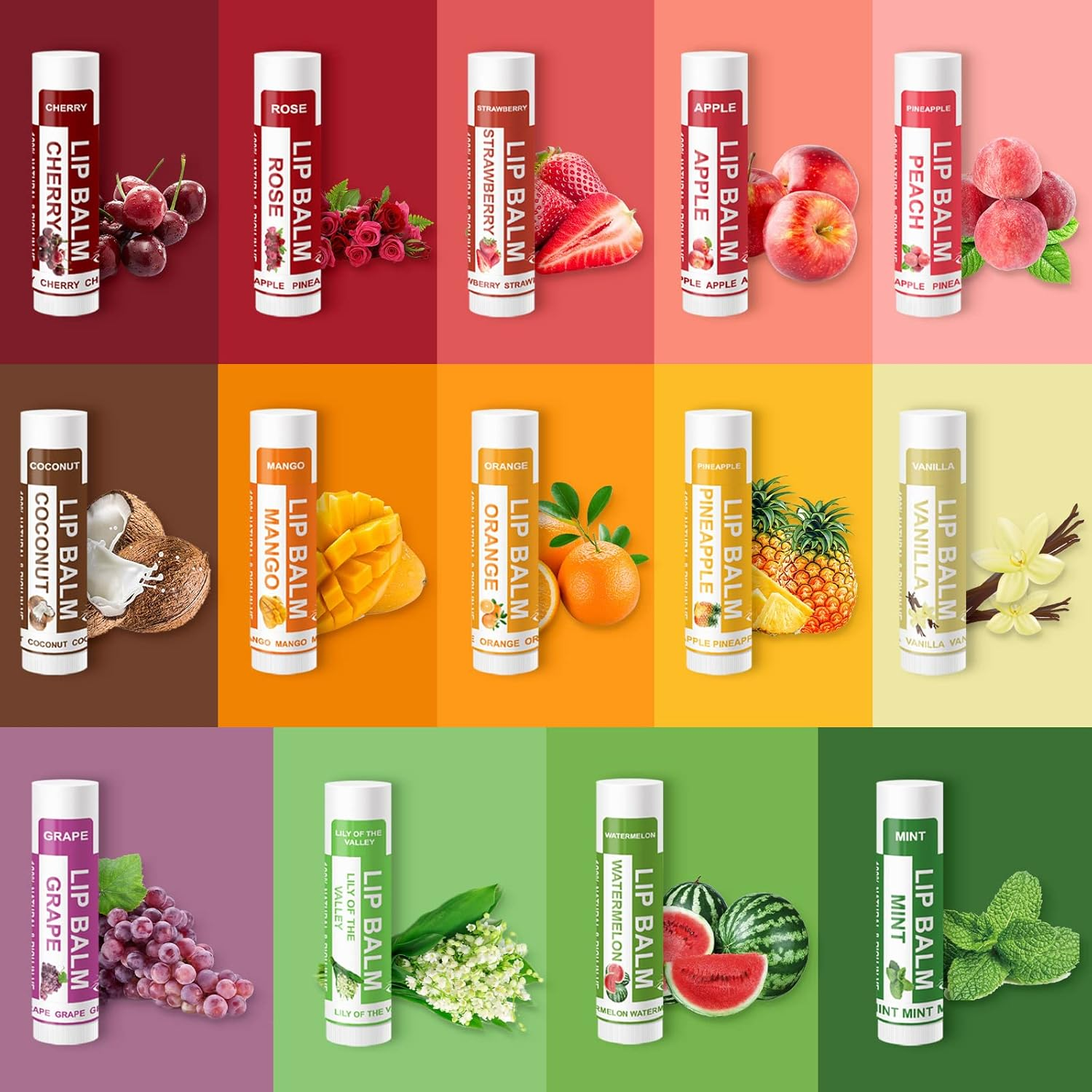 14 Pack Natural Lip Balm in Bulk with Vitamin E and Coconut Oil - Moisturizing, Soothing, and Repairing Dry and Chapped Lips Valentine'S Gift - 14 Flavors - Non-Gmo - with Greeting Card - Image 2