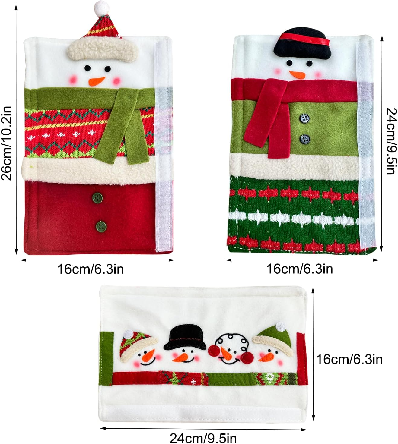 3 Piece Set Christmas Snowman Refrigerator Door Handle Covers Appliance Handle Covers Christmas Decorations Fits Standard Size Kitchen Refrigerator Microwave Oven or Dishwasher - Image 2