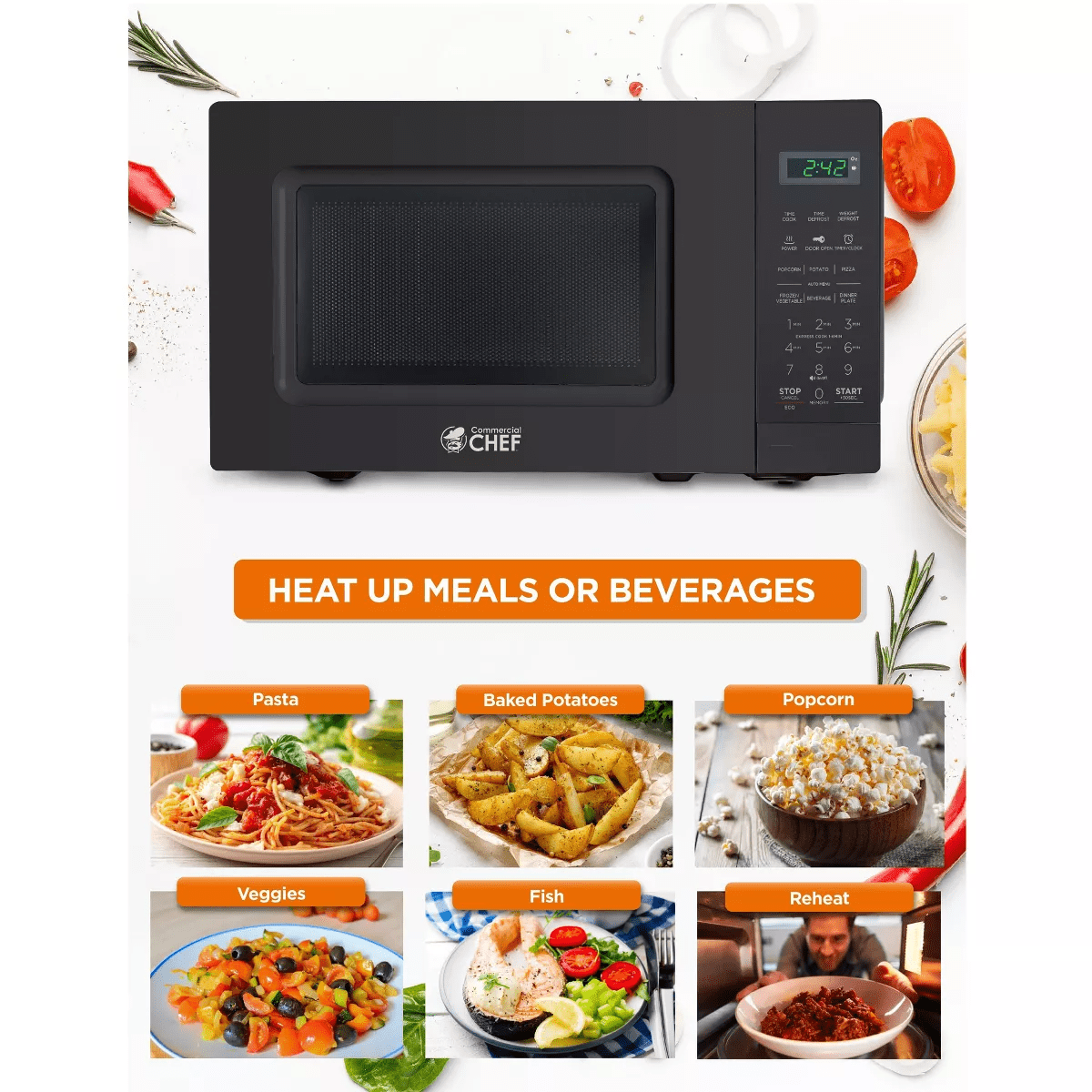 COMMERCIAL CHEF Countertop Microwave Oven 0.7 Cu. Ft. 700W - Image 2