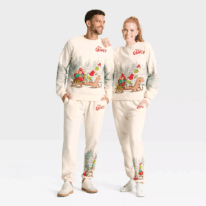 Adult Grinch Sled Graphic Sweatshirt - Cream