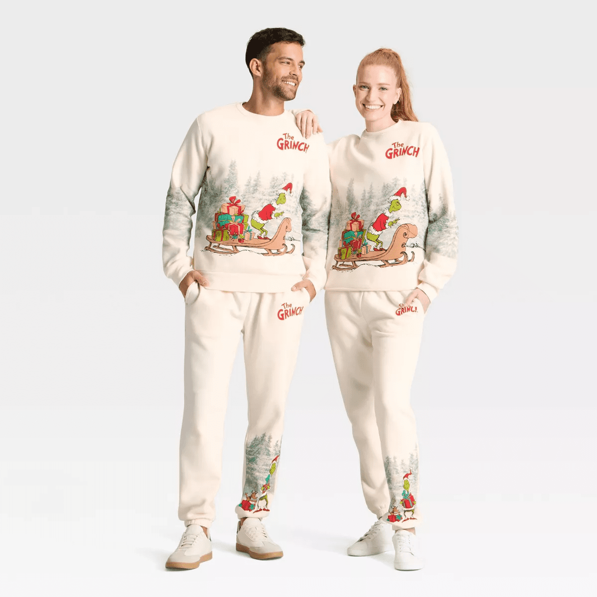 Adult Grinch Sled Graphic Sweatshirt - Cream